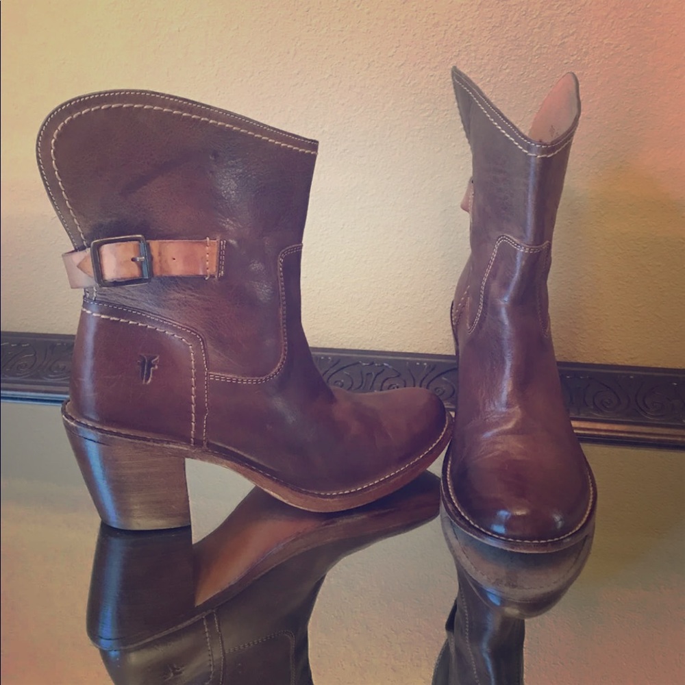 Frye Cognac Ankle Boots, 7.5